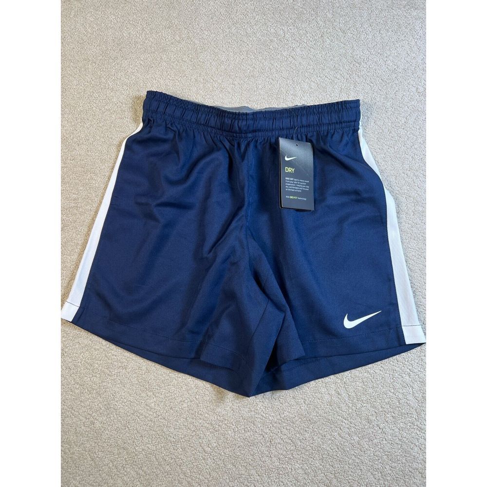 Nike DRI FIT‎ Training Shorts Womens XS Navy Blue Solid Side Stripe MSRP $40